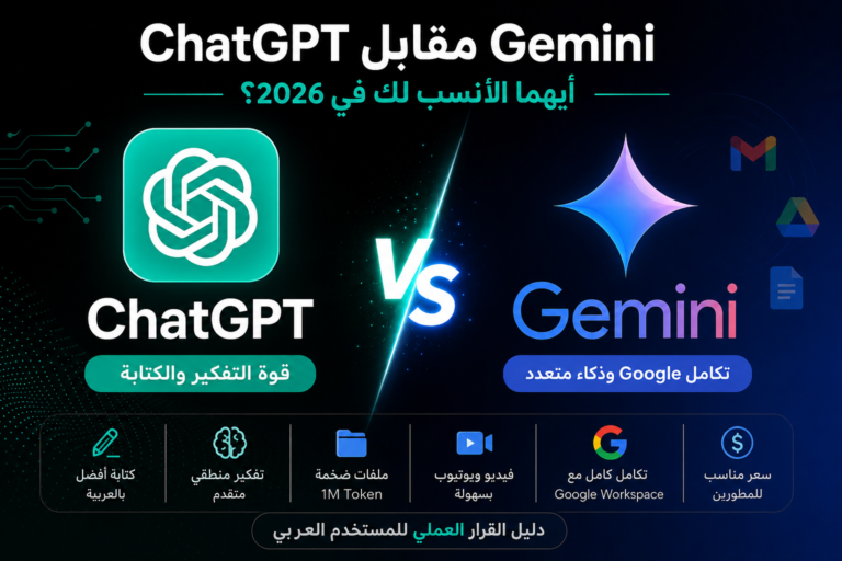 ChatGPT مقابل Gemini: المقارنة الشاملة بالعربية 2026